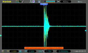 Scope trace of Vcc and RST spikes